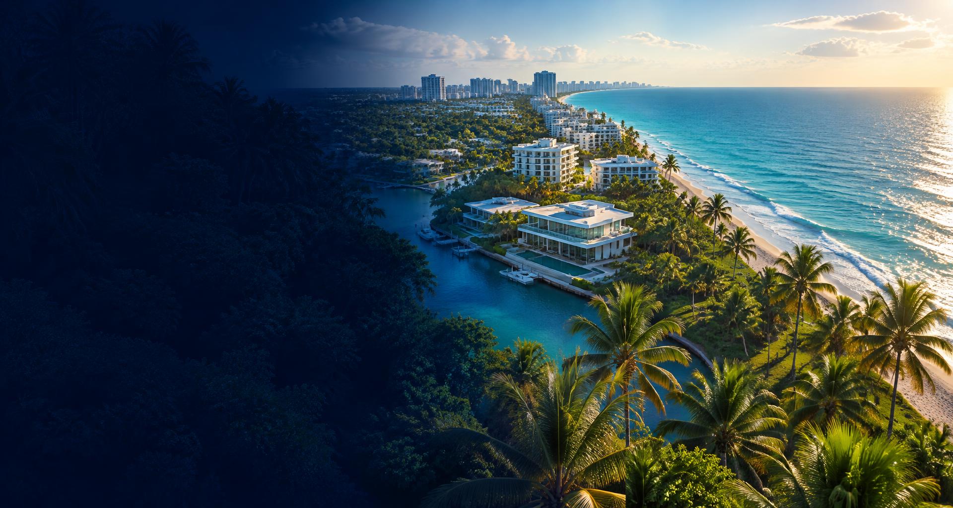 Palm-lined South Florida coastline in Boca Raton